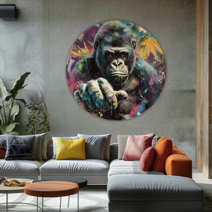Pop art obraz na plátně s motivem Príbeh v očiach, krajina v vícebarevných odstínech, intenzivní atmosféra, vhodný do kanceláře | Kulaté obrazy s akrylom Príbeh v očiach – produkt, pohled 2