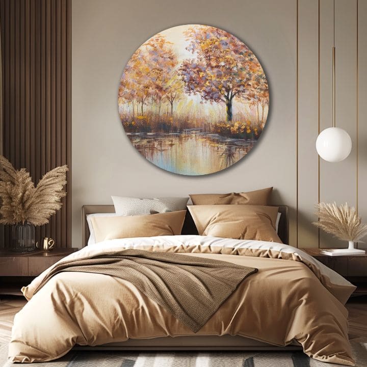 Pop art obraz na plátně s motivem stromy, krajina, příroda, zvíře v bílo-oranžových odstínech, klidná atmosféra, příroda a zamyšlení, vhodný do obývacího pokoje – produkt