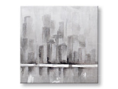 Ručně malovaný obraz na zeď MESTO 75x75 cm – 3D perspektiva canvasu na dřevěném rámu | 100 % originál | akryl na plátně ARTMIE | Papilora.sk
