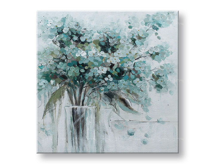 Ručně malovaný obraz na zeď KVĚTY VE VÁZE 70x70 cm – 3D perspektiva canvasu na dřevěném rámu | 100 % originál | akryl na plátně ARTMIE | Papilora.sk
