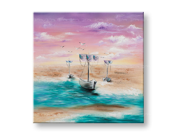 Malovaný nástěnný obraz LODĚ NA MOŘI 1 díl YOBATLN007E1