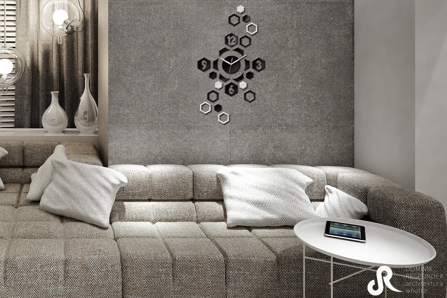 Moderní nástěnné hodiny HEXAGON NH018