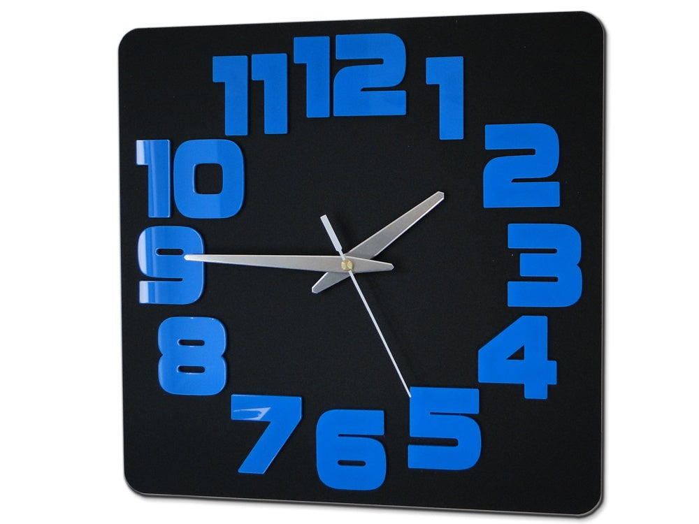 Moderní nástěnné hodiny LOGIC BLACK-BLUE blackblue - hlavní obrázek