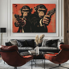 Moderní obraz na plátně v černo-bílých odstínech, síla a moc | Monkey Gang - Obraz pre odvážný interiér, nástěnná dekorace – produkt