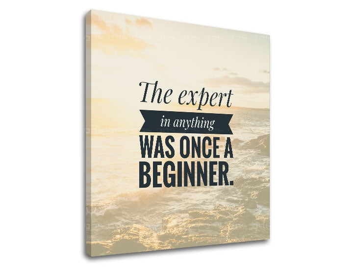 V boho stylu obraz s motivem The expert in anything, oceán, vlny v béžovo-zlatých odstínech | Motivační obraz na stěnu The expert in anything – náhled