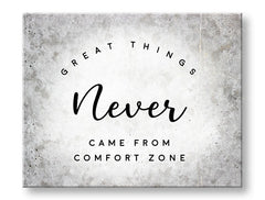Industriální obraz na plátně s motivem Great things, motivační citát, příroda v šedo-černých odstínech, růst a rozvoj, vhodný do kanceláře – hlavní