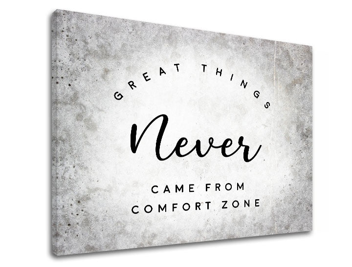 Industriální obraz s motivem Great things, motivační citát, příroda v šedo-černých odstínech | Motivační obraz na stěnu Great things, růst a rozvoj – náhled