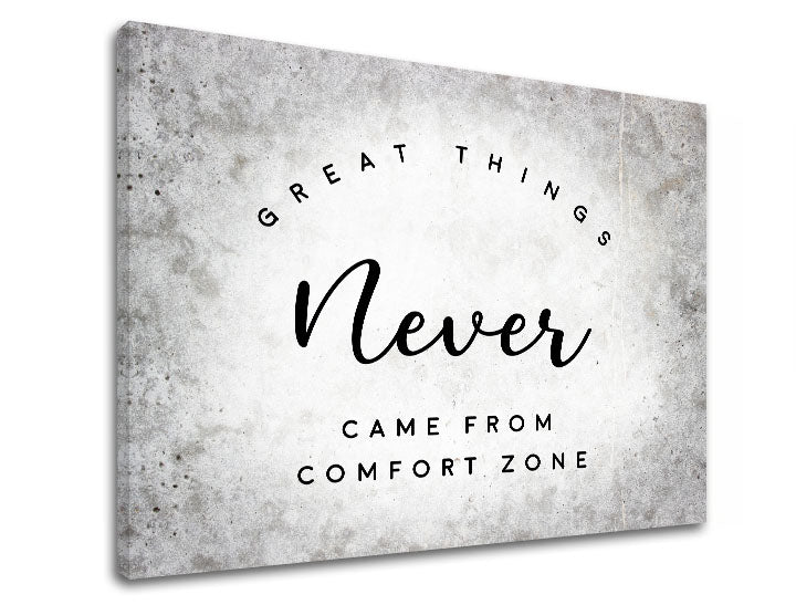 Industriální obraz na plátně s motivem Great things, motivační citát, příroda v šedo-černých odstínech, růst a rozvoj, vhodný do kanceláře – produkt