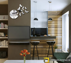 Moderní nástěnné hodiny MIRROR BUTTERFLIES NH025