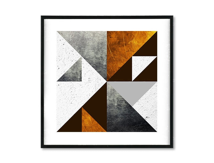 Geometrický obraz s motivem Dialogue with Modern Creation v bílo-hnědých odstínech | Plakát na stěnu Dialogue with Modern Creation, minimalismus – náhled