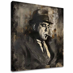 Moderní obraz na plátně s motivem Al Capone - Dym a moc v černo-bílých odstínech | Obraz Al Capone - Dym a moc, nástěnná dekorace – hlavní