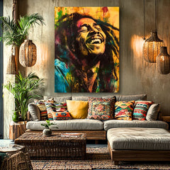 Ručně domalovaný obraz na plátně Bob Marley Jamajská hviezda 100% originál akrylom - hlavní pohled