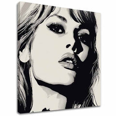 Moderní obraz na plátně s motivem Brigitte Bardot - Elegance 60. rokov, vlasy v bílo-černých odstínech, dramatická atmosféra | Obraz Brigitte Bardot - Elegance 60. rokov – hlavní