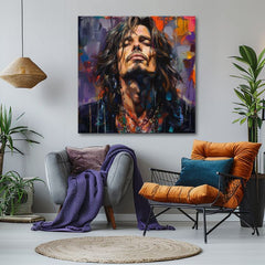 Moderní obraz na plátně s motivem Chris Cornell - Hlas grunge scény v fialovo-oranžových odstínech, rock and roll | Obraz Chris Cornell - Hlas grunge scény – produkt, pohled 2