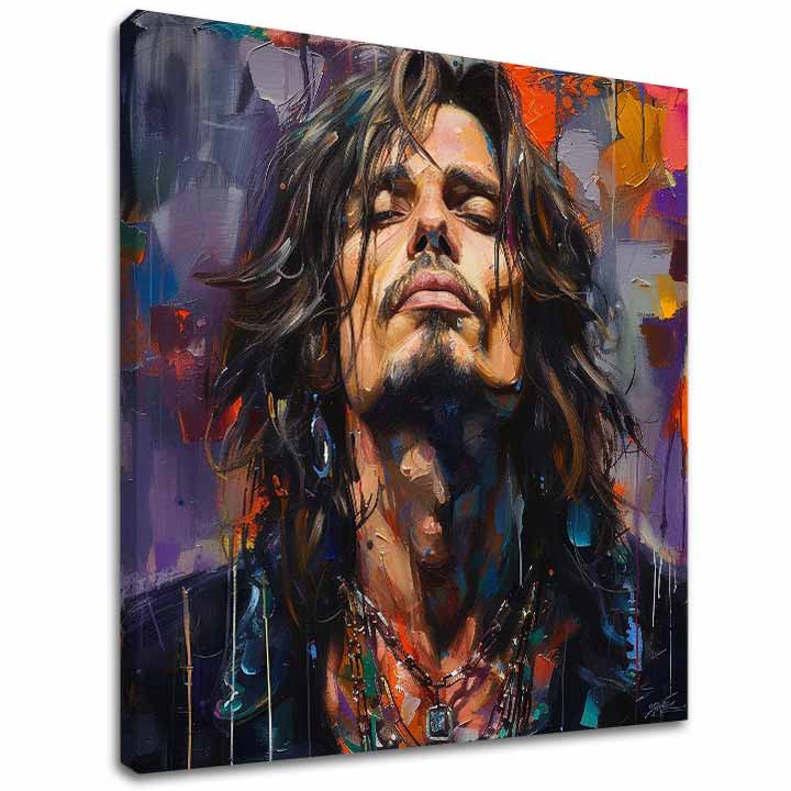 Moderní obraz na plátně s motivem Chris Cornell - Hlas grunge scény v fialovo-oranžových odstínech, rock and roll | Obraz Chris Cornell - Hlas grunge scény – hlavní