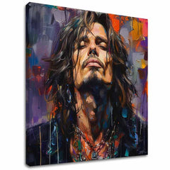 Moderní obraz na plátně s motivem Chris Cornell - Hlas grunge scény v fialovo-oranžových odstínech, rock and roll | Obraz Chris Cornell - Hlas grunge scény – hlavní