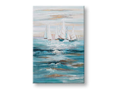 Ručně malovaný obraz na zeď LOĎKY 90x60 cm – 3D perspektiva canvasu na dřevěném rámu | 100 % originál | akryl na plátně ARTMIE | Papilora.sk