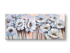 Moderní obraz na plátně s motivem květy, máky, příroda, zvíře v bílo-modrých odstínech, klidná atmosféra, příroda a jarní atmosféra, vhodný do obývacího pokoje – hlavní