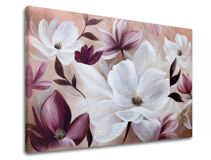 Obraz na plátně Bílé a fialové květy 1 díl XOBFB599E1