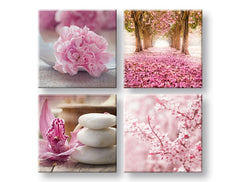 Růžová čtyřdílná nástěnná malba XOBKOL30E42