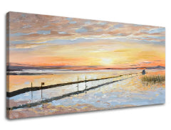 Obraz na plátně BAREVNÝ ZÁPAD SLUNCE NA POBŘEŽÍ