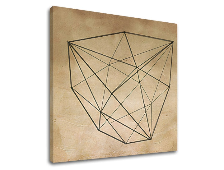 Detailní náhled na kompozici abstraktního geometrického tvaru s protínajícími se čarami Papilora.