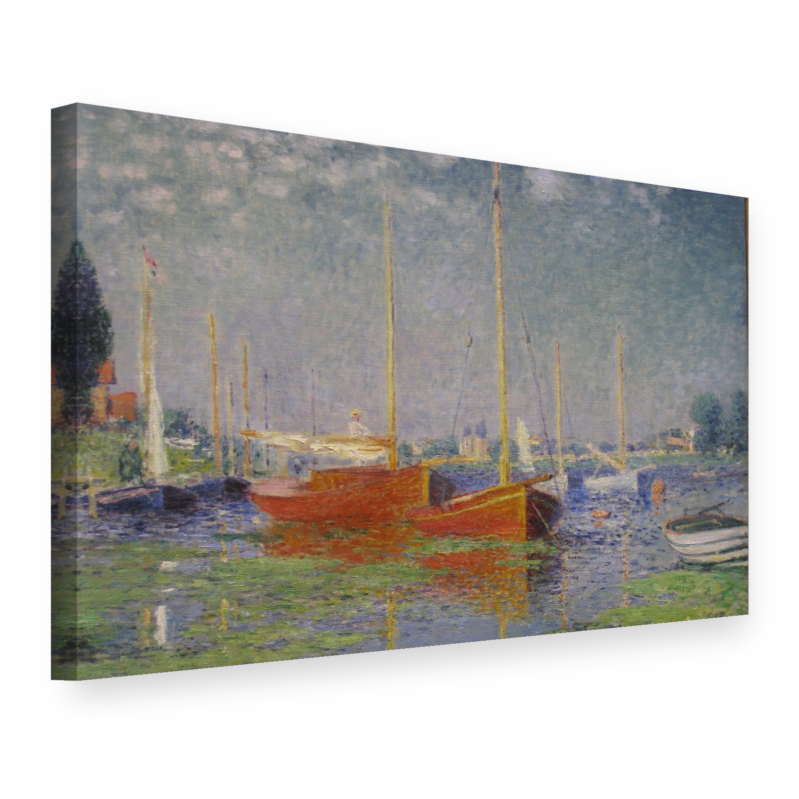 Obraz na plátně Červené lodě v Argenteuil – Claude Monet, 3D pohled