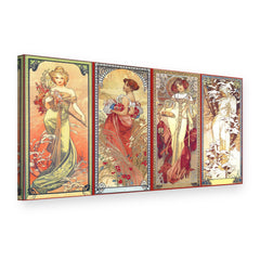 Obraz na plátně Čtyři roční období – Alfons Mucha, 3D pohled
