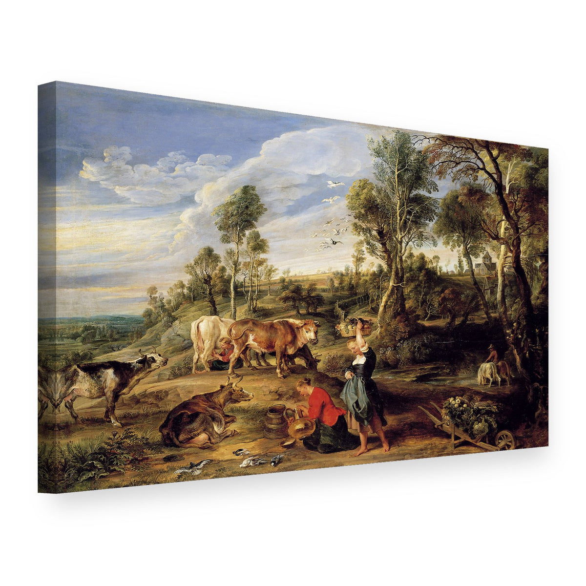 Obraz na plátně Dojičky s dobytkem v krajině – Peter Paul Rubens, 3D pohled