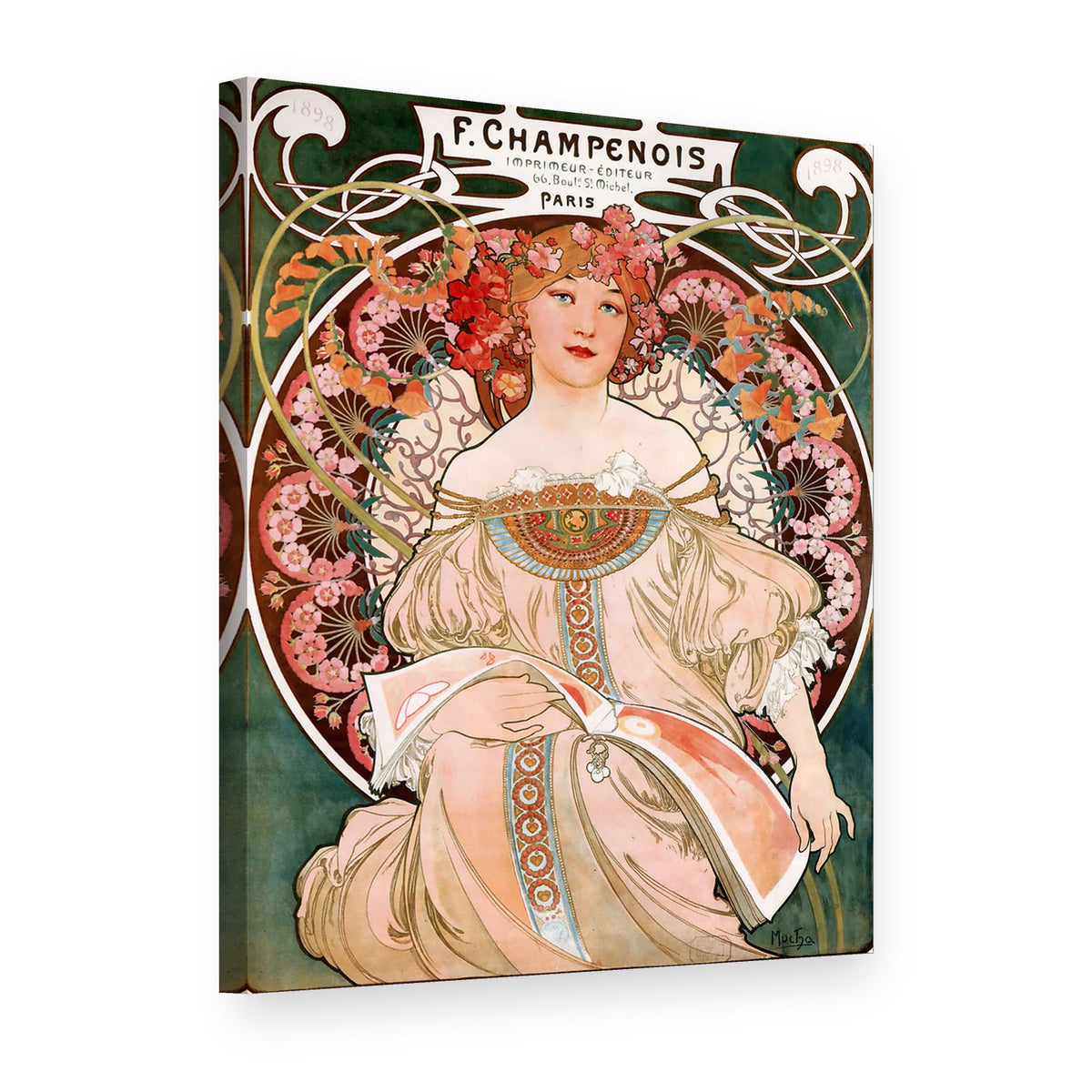 Obraz na plátně F. Champenois – plakát – Alfons Mucha, 3D pohled