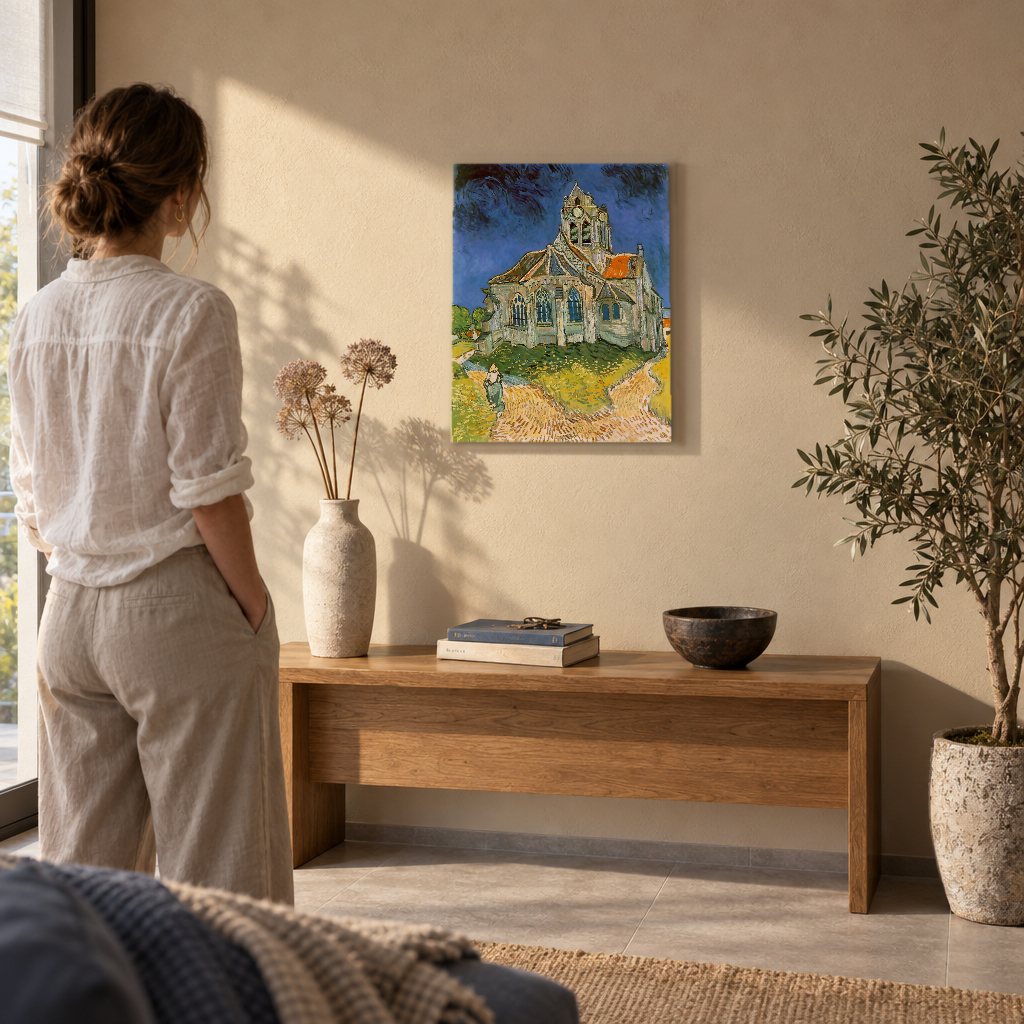 Obraz na plátně Kostel v Auvers – Vincent van Gogh v obývacím pokoji