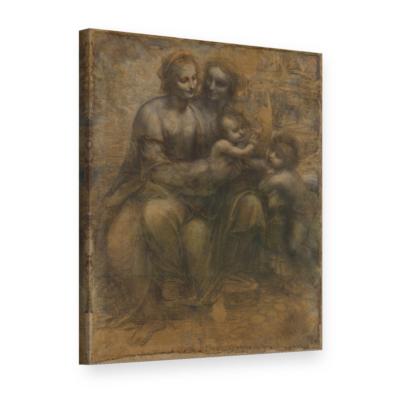Obraz na plátně Madona s dítětem a svatou Annou – Leonardo da Vinci, 3D pohled