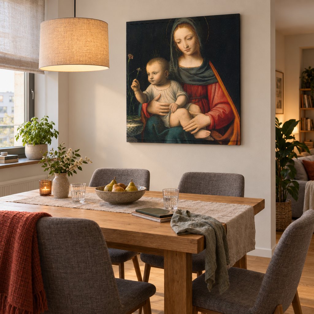 Obraz na plátně Madona s karafiátem – Bernardino Luini v jídelně