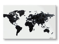 Moderní obraz na plátně s motivem MAPA SVETA, příroda v bílo-černých odstínech, minimalismus | Obraz na plátně MAPA SVETA – hlavní