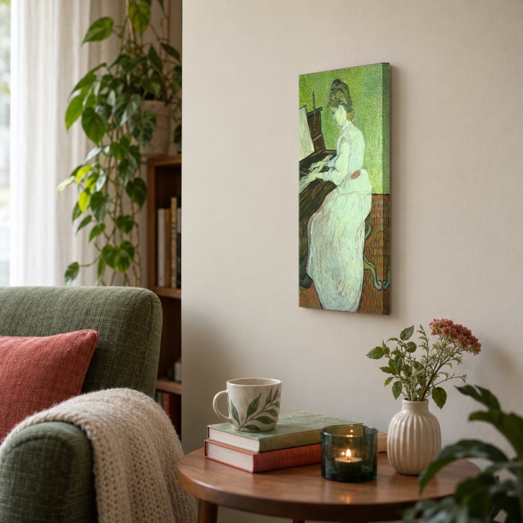Obraz na plátně Marguerite Gachet u klavíru – Vincent van Gogh v obývacím pokoji