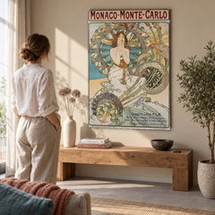 Obraz na plátně Monako Monte Carlo – Alfons Mucha v obývacím pokoji