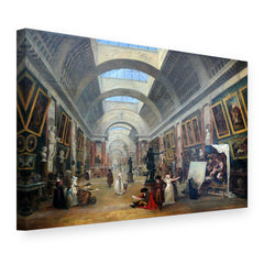 Obraz na plátně Návrh Velké galerie Louvru – Hubert Robert, 3D pohled