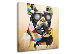 Pop art obraz na plátně s motivem PES 1 dílný, pes, dětský motiv v vícebarevných odstínech, vhodný do obývacího pokoje | Obraz na plátně PES 1 dílný – hlavní