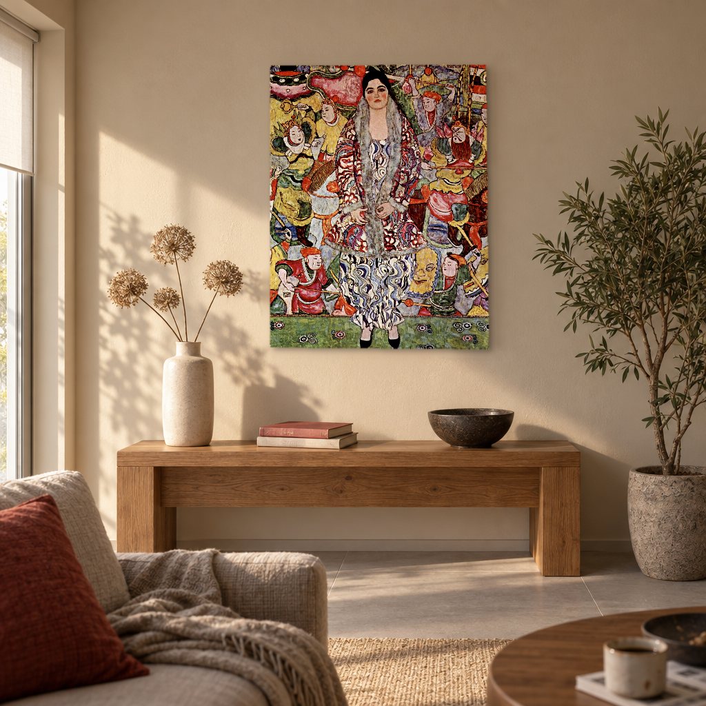 Obraz na plátně Portrét Friederike Marie Beerové – Gustav Klimt v obývacím pokoji