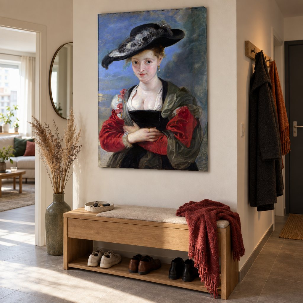 Obraz na plátně Slaměný klobouk – Peter Paul Rubens v předsíni