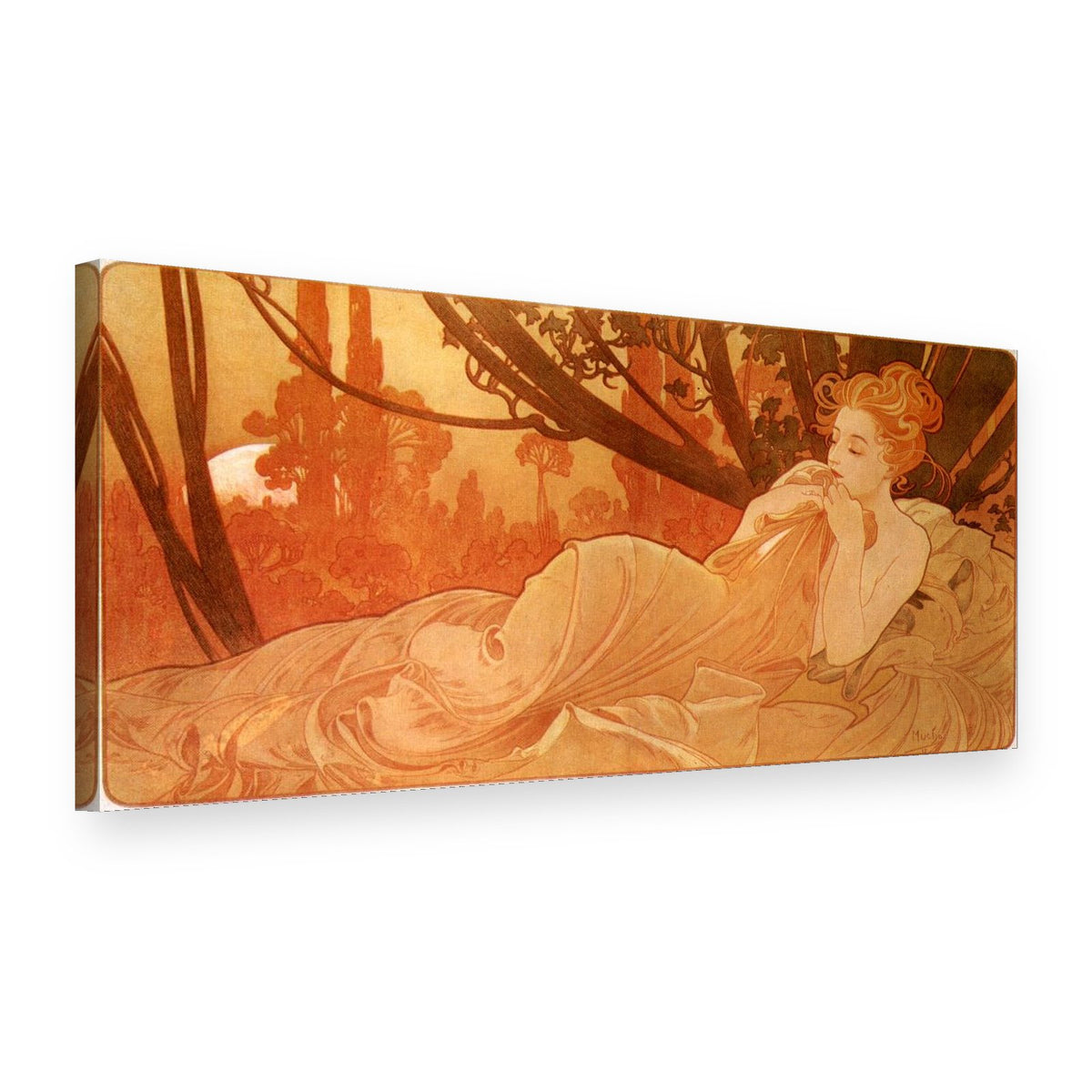 Obraz na plátně Soumrak – Alfons Mucha, 3D pohled
