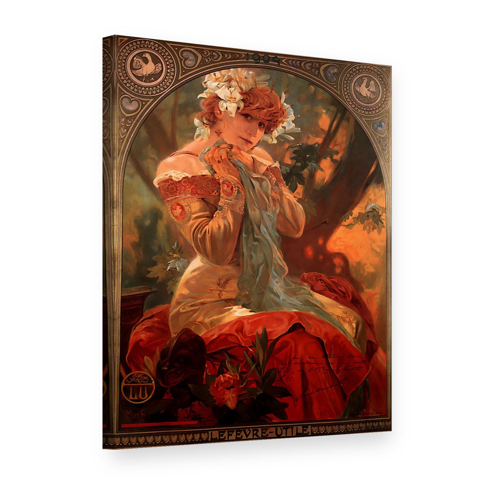Obraz na plátně Sušenky Lefèvre-Utile – Alfons Mucha, 3D pohled