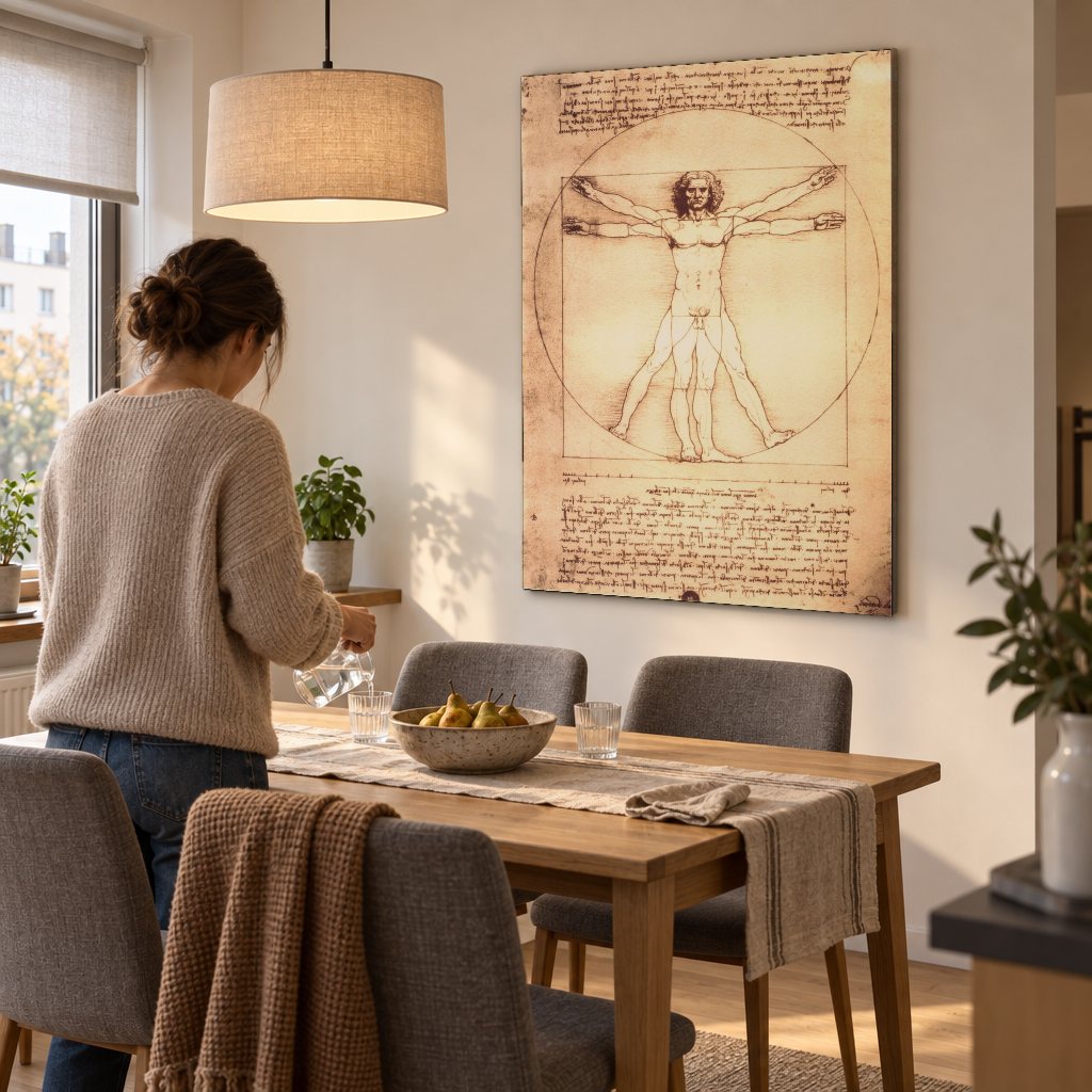Obraz na plátně Vitruviánský muž – Leonardo da Vinci v jídelně