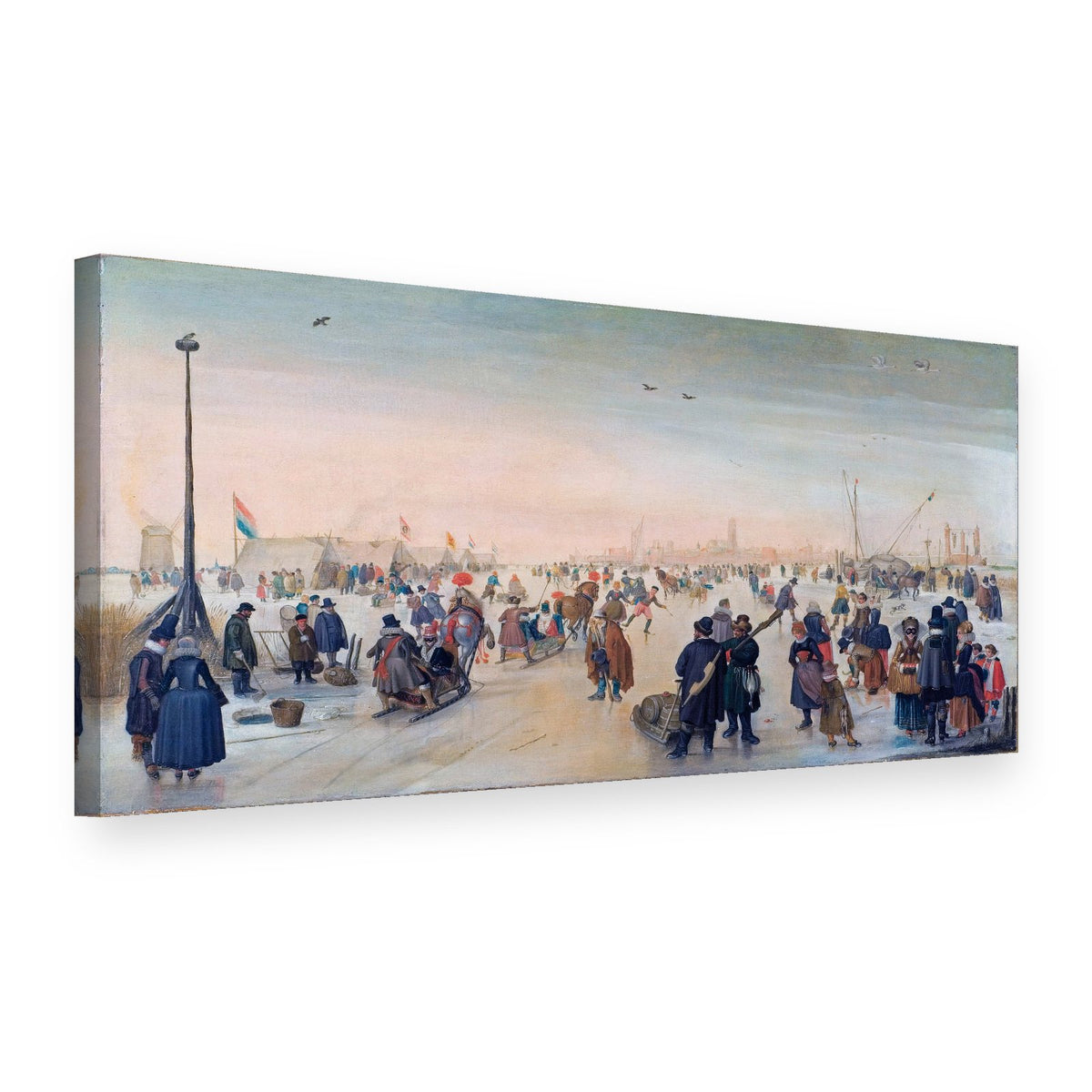 Obraz na plátně Zábava na ledě – Hendrick Avercamp, 3D pohled