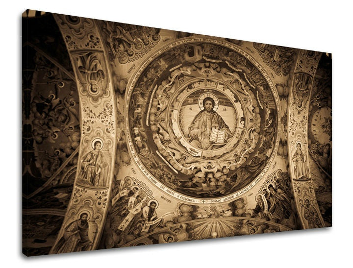 Klasický obraz na plátně s motivem anděl, inspirativní motiv, náboženský motiv v hnědých odstínech, vhodný do pracovny | Obraz na stěnu INSPIRACE – hlavní