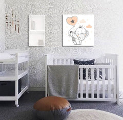 V boho stylu obraz s motivem PRO DĚTI, slon, balón v bílo-hnědých odstínech | Obraz na stěnu PRO DĚTI, dětství a sny – náhled