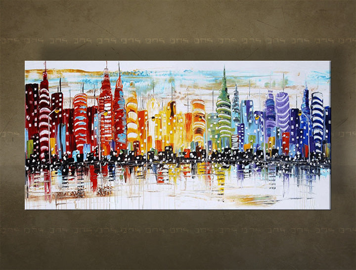 Ručně malovaná nástěnná malba CITY FB164E1