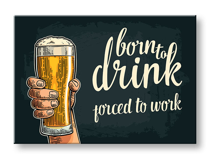 Minimalistický obraz na plátně v bílo-béžových odstínech, vhodný do kuchyně | Obraz na stěnu s textom Born to drink – hlavní