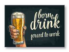 Minimalistický obraz na plátně v bílo-béžových odstínech, vhodný do kuchyně | Obraz na stěnu s textom Born to drink – hlavní