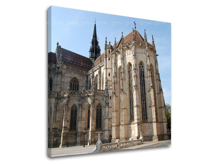 Klasický obraz na plátně s motivem SLOVENSKO, krajina, příroda, slovenský motiv v bílo-modrých odstínech, slavnostní atmosféra, vhodný do pracovny – hlavní
